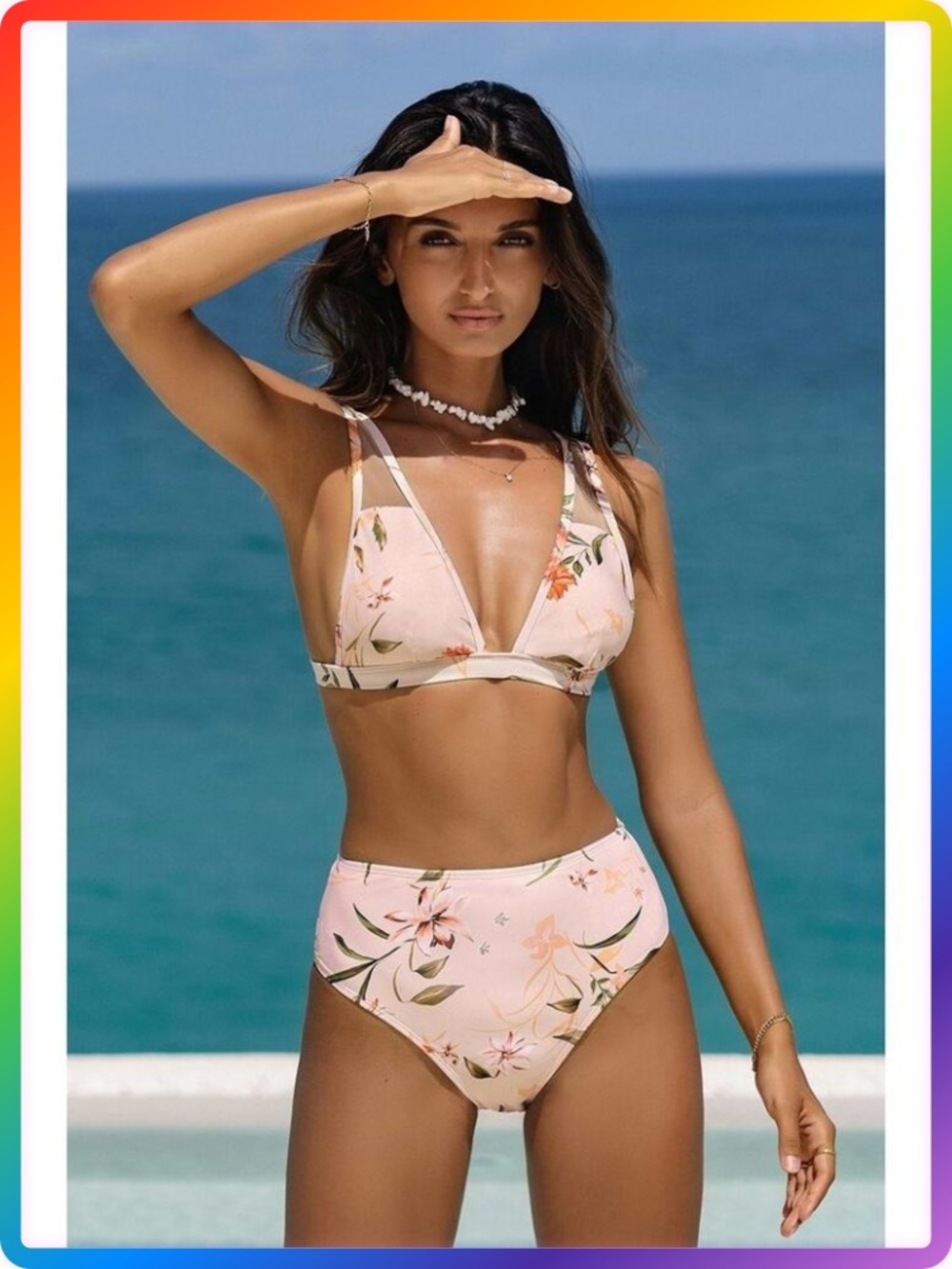 Cupshe Spring Breath Garden Tall Triangle Bikini Set SIZE XL Floral Pink